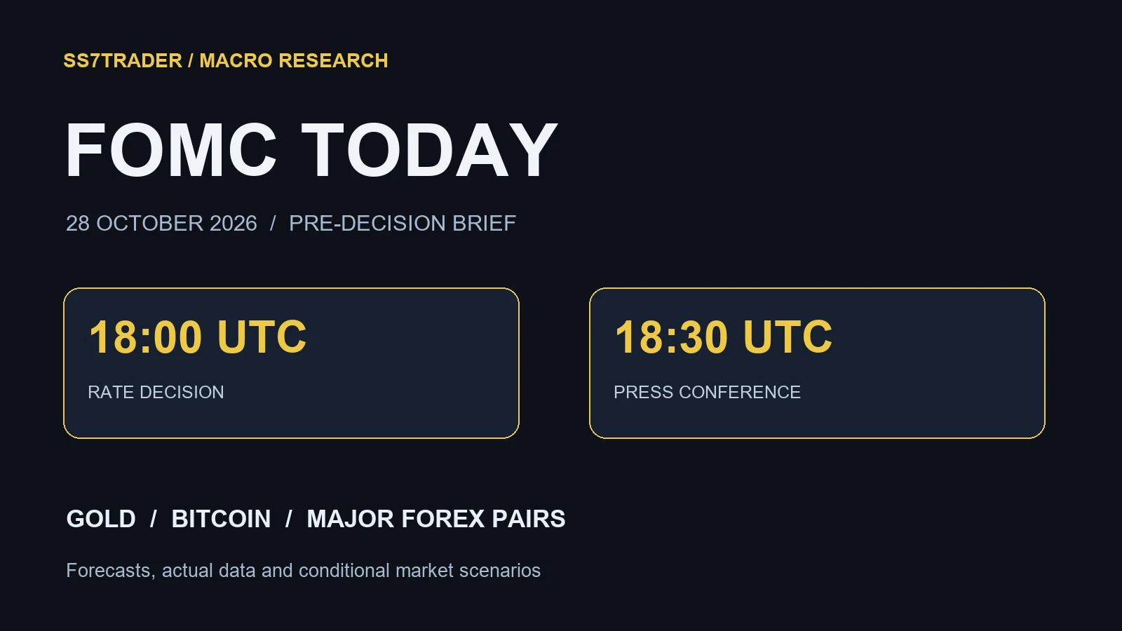 FOMC 28 October 2026: decision at 18:00 UTC and press conference at 18:30 UTC